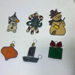 Set of 6 VTG Stained Glass  Christmas Sun Catchers - Picture 1 of 5