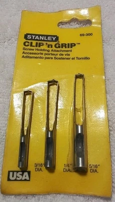 STANLEY 69-300 3pc CLIP& GRIP SCREW HOLDING ATTACHMENT "1997 VINTAGE " USA 🇺🇸 - Image 1 of 4