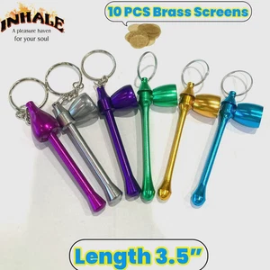 Inhale®️3PCS 3" mushroom Metal Tobacco Smoking Pipe Keychain w 10 brass screens - Picture 1 of 3