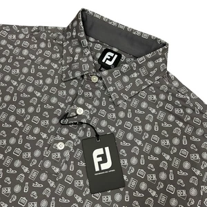 Footjoy Golf Poloshirt Herren Large Travel Print AOP All Over Grau Neu Mit Etikett - Bild 1 von 12
