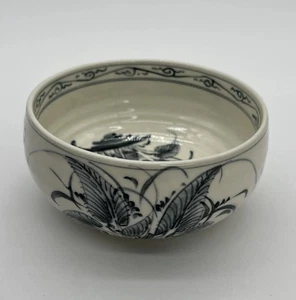 Handmade In Bat Trang Vietnam Dragonfly Pottery Bowl - Picture 1 of 7