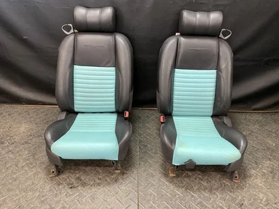 02-05 FORD THUNDERBIRD DELANTERO CONDUCTOR Y PASAJERO 6 VÍAS ASIENTOS CUERO AZUL NEGRO Foto 1 de 4