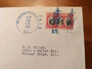 US Stamps Fancy Cancel Cover Pilgrim With Musket Bloomingdale ILL 1931 LOSO Rare - Picture 1 of 3
