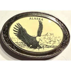 American Flying Eagle silberfarben massiv Messing Faux Scrimshaw Barlow Gürtelschnalle - Bild 1 von 2