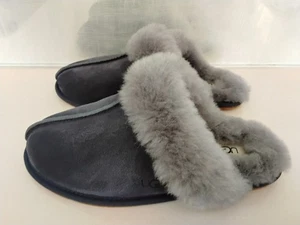 UGG Ciabatte Donna Taglia 7 Scuffette II Grigio Scamosciato Autentiche 1106872 - Foto 1 di 6