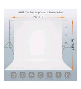 3m x 3m Photo Backdrop White Background for Video Studio Photography Backdrop - Picture 1 of 14