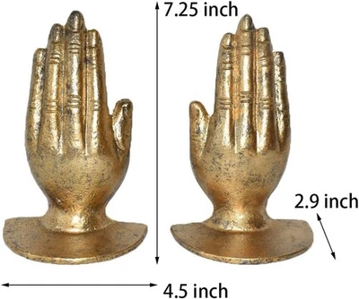 Hands Bookends, Prayer Hand Decorative Bookends Unique Gold Book Ends Heavy Duty - Image 1 of 4