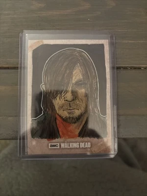 2017 Topps The Walking Dead Daryl Dixon 1/1 Sketch Card Artist Brendan Shaw - Image 1 of 2