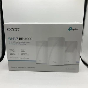 TP-Link Deco Wi-Fi 7 BE11000 Tri-Band Whole Home Mesh System 3 Pack NEW - Picture 1 of 11