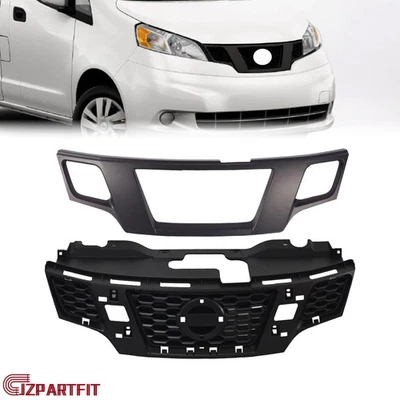 Fits 2013-2021 Nissan NV200 Front Upper Assembly Bumper Grille Matte Black 2PCS Foto 1 de 4