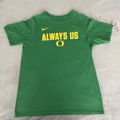 Nike Oregon Ducks Youth XL The Nike Tee Shirt, Green & Yellow, “Always Us”, Nice - Image 1 of 4