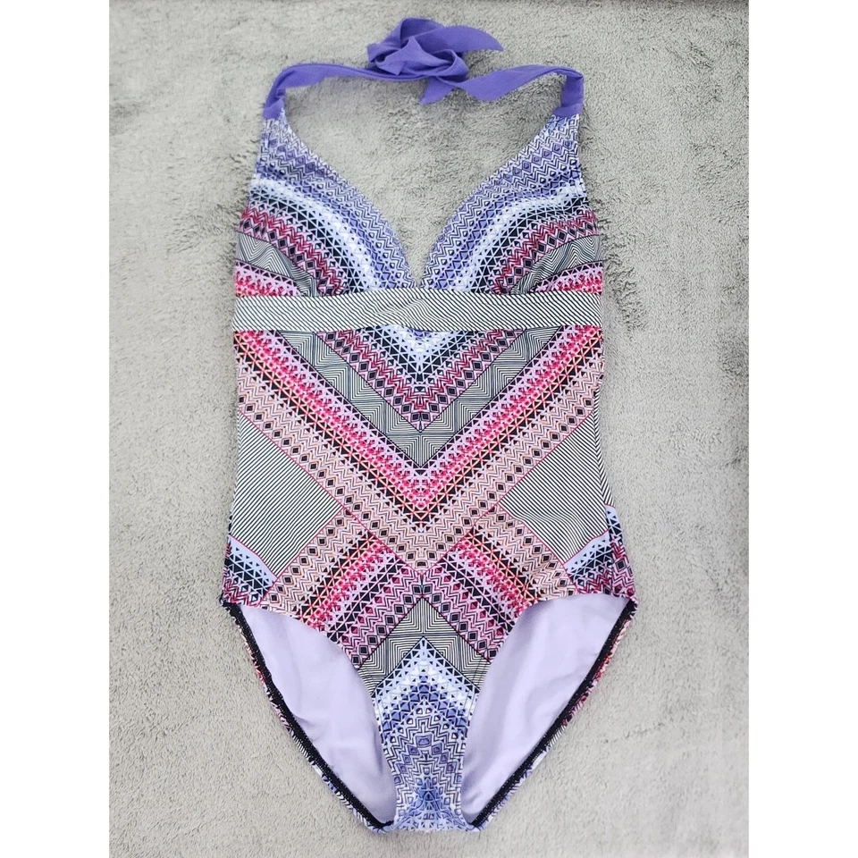 Prana Swimsuit Womens S Purple Marrakesh Lahari One Piece Halter Tie Neck Beach - Image 1 of 4