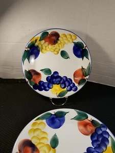 Dansk piatti italiani in ceramica dipinti a mano 10" pollici Set di tre frutta - Foto 1 di 12