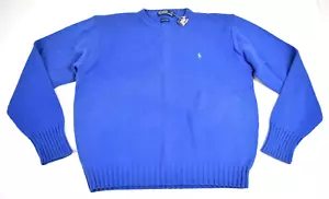 Vintage Sweater Polo Ralph Lauren Size L 90s Soft Blueberry Cotton Knit NWT - Picture 1 of 10