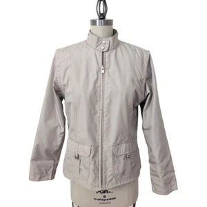 IZOD Reversible Convertible Jacket Vest Windbreaker Womens M Tan Green Excellent - Picture 1 of 6