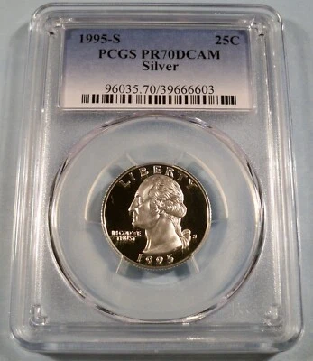 1995-S 25c SILVER PCGS PR70DCAM WASHINGTON QUARTER PROOF DEEP CAMEO PR 70 DC - Image 1 of 3