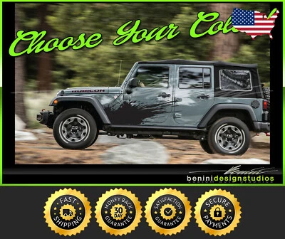 Mud Splash Decal Graphics 1 - FITS 2007 and up Jeep Wrangler JK JL 2/4 Door  - Imagem 1 de 2