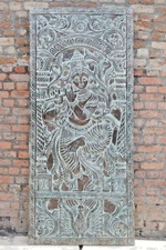 Vintage Beautifully Carving Fluting KRISHNA Door Panel,Wall Sculpture Barn Door