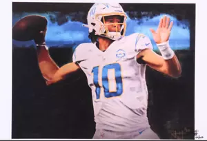 Josh Barton Signed JUSTIN HERBERT-LA Chargers 12x18 LE Lithograph #65/250 - Picture 1 of 2