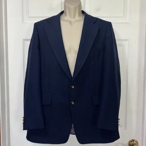 Vtg 70s The Knack Blazer 42 Navy Blue Leisure Sport Coat Suit Jacket Union Made - Picture 1 of 12