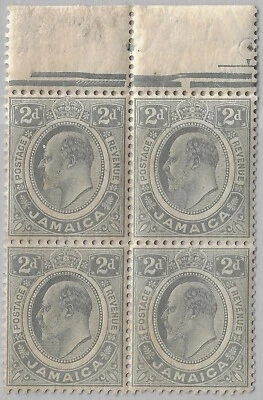 Jamaica KEVII 2d. gray block, Scott 60/SG57, MNH, CV$40++  (a4326 - Image 1 of 3
