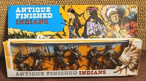 Vintage Antique Finished Indians Playset Chromed Metallic 6 Figures New Open - Picture 1 of 12