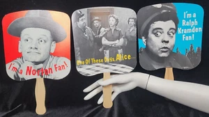 The Honeymooner's Hand Fans 1984 Set of 3, Norton, Ralph Kramden, 1 Day Alice. - Picture 1 of 10