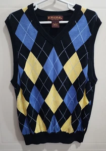 Brooks Brothers Boys Sleeveless Sweater Vest Pima Cotton Blue Argyle Youth Sz M - Picture 1 of 8
