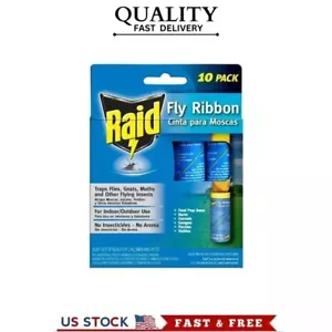 Pack Of 10 Fly Ribbon Insect Trap Sticky Glue Catcher Strip Traps Kitchen  Food, - Picture 1 of 9