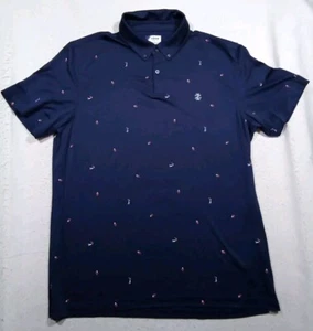 IZOD Golf Button Down Polo Shirt Men's XL Blue Golfer Pattern - Picture 1 of 10