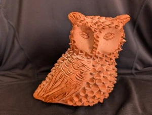 1960’s French Ceramic Brutalist Textured Owl Figure 6 1/4” Signed - Picture 1 of 12