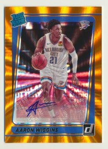 2021-22 Panini Donruss Rated Holo Orange Laser Auto Aaron Wiggins #241 Rookie RC