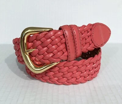 Talbots Braided Belt Woven Dark Pink Brass Mom Preppy Classic Travel Vacation - Image 1 of 4