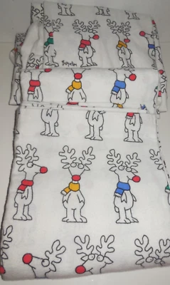 SANDRA BOYNTON REINDEER CHRISTMAS MARTEX FLANNEL FULL FLAT  & FITTED SHEETS - Image 1 of 2