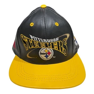 Pittsburgh Steelers Leather Ball Cap NFL Modern Snap Back One Size LN Football - Picture 1 of 8