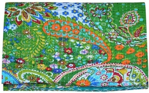 Paisley Druck grün Überwurf Kantha Quilt Baumwolle Bettwäsche Dekor Quilt 90"x 60 in - Bild 1 von 3