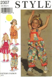 Style 2307 Pinafore, Dungarees, Shortalls & Overalls Sz 2-7 UNCUT Pattern 90s - Picture 1 of 6
