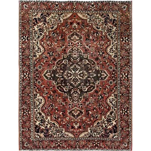 7 Fuß 3 Zoll x 9 Fuß 7 Zoll gebranntes Orange Vintage zoroastrisch sauber handgeknüpft Vollwolle Teppich R1026 - Bild 1 von 12