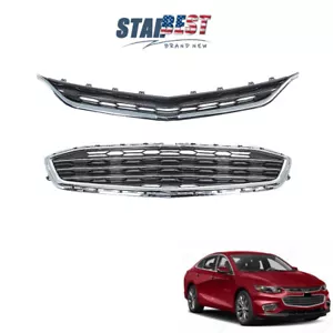 For Chevrolet Malibu 2016-2018 Front Upper Lower Honeycomb Grille Chrome - Foto 1 di 16