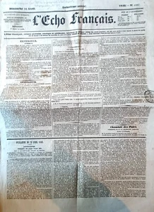 Vieux Journal - L'Echo Français Journal Quotidien - 15ème ANNEE - 1843 N° 123 - Imagen 1 de 2