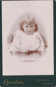 Cabinet Card Antique Photo Cute Little Girl Mirror Table Bunker Walsenburg CO - Picture 1 of 6