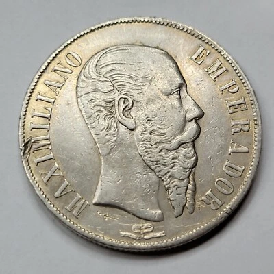 Peso MAXIMILIANO 1866 México Mejor Tipo Alto Grado AU Detalles Llanta Golpe *H223 Foto 1 de 2