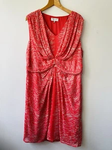 Laura Ashley Occasion Chiffon Dress Size 20 Salmon Animal Print Sleeveless - Picture 1 of 10