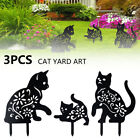 3pcs Garden Ornaments Cat Yard Art Outdoor Backyard Lawn Lifelike Stakes MegCw?