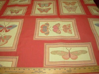 10 YDS VS DECORATION BUTTERFLIES EMBROIDERED SPAIN UPHOLSTERY FABRIC FOR LESS - Image 1 of 4