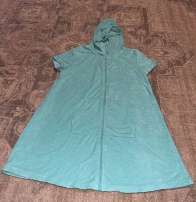 Wonder Nation Green Hooded Swimsuit Cover-Up Girls Sz Large 10-12 Youth Ful Zip - Image 1 of 4