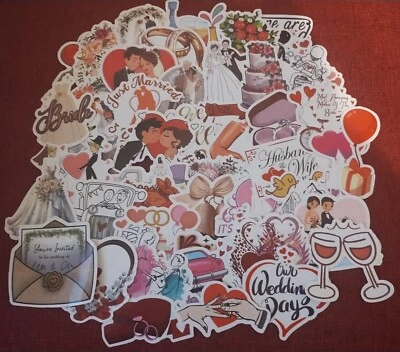 50PC. WEDDING/MARRIAGE WATERPROOF VINYL STICKERS/DECALS - Image 1 of 2