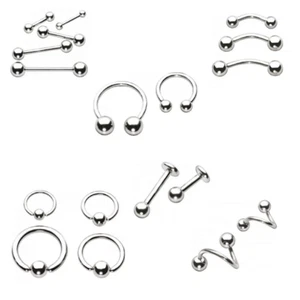 Titanium Body Piercing Jewellery - UK Barbell Ring Labret Stud BCR - 1.2mm 1.6mm - Picture 1 of 15