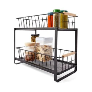 Wire and Wood 2-Tiered Storage Drawers - Stylish Organiser for Home Kitchen - Picture 1 of 5