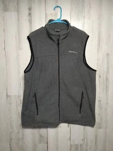 Eddie Bauer Mens Jacket Extra Large XL Gray Fleece Vest Full Zip Sleeveless - Picture 1 of 8